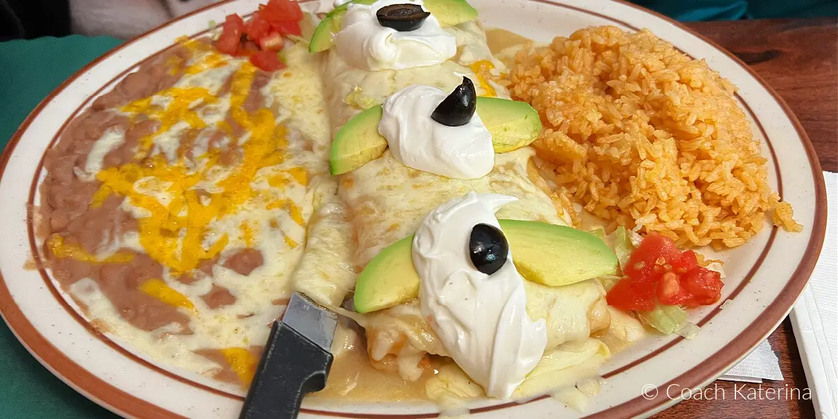 A photo of the enchiladas I ate at Mi Ranchito Mexican Restaurant. Their mole sauce is one of the best I have ever tasted...