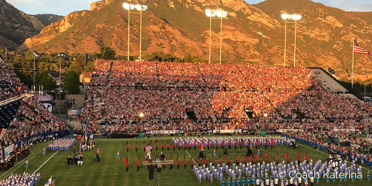 Provo Peak visible at the Lavell Stadium where Stadium of Fire was held.