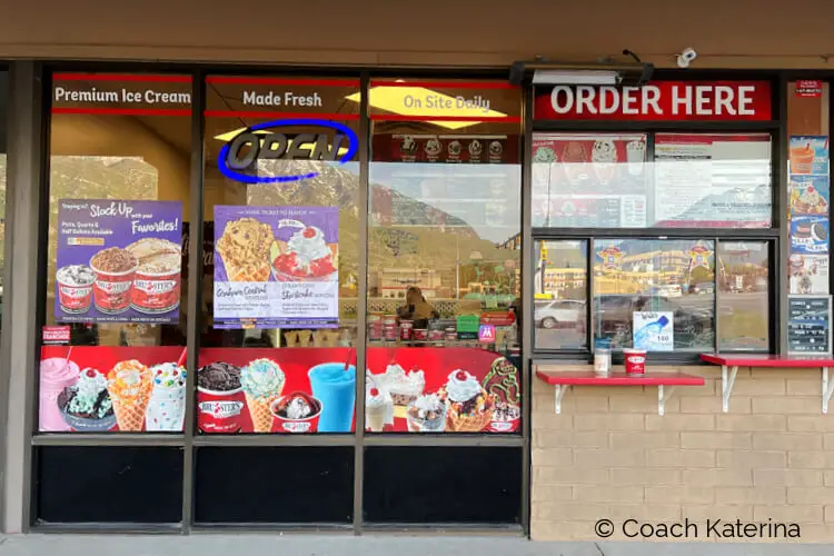 Photo I took of Bruster's signature ice cream flavors displayed on menu board