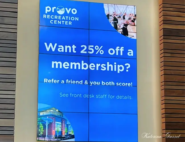 Poster showing how you can get a discount off your membership at the Provo Recreation Center