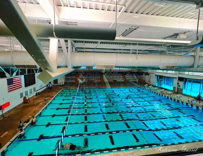 Photo of the Provo Recreation Center Lap Pool where fun swimming races are held