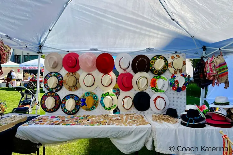 Colorful crafts and hats at one of the boots at the Annual Bolivian Festival at the University Place in Orem