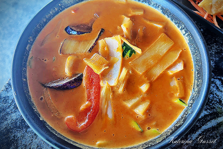 Photo of Thai Curry served at Thai Hut located in Downtown Provo Utah. Image captured by Katerina Gasset, author and owner of the Move to Provo Utah website