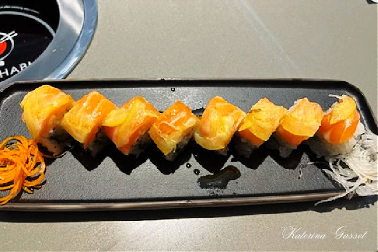 One of the sushi trays served at Mr. Shabu - a hot pot and sushi restaurant located in Orem Utah...