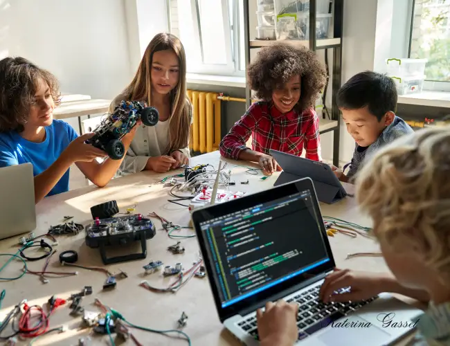 Teen coding club members programming together in Provo, Utah, fostering tech skills and innovation.
