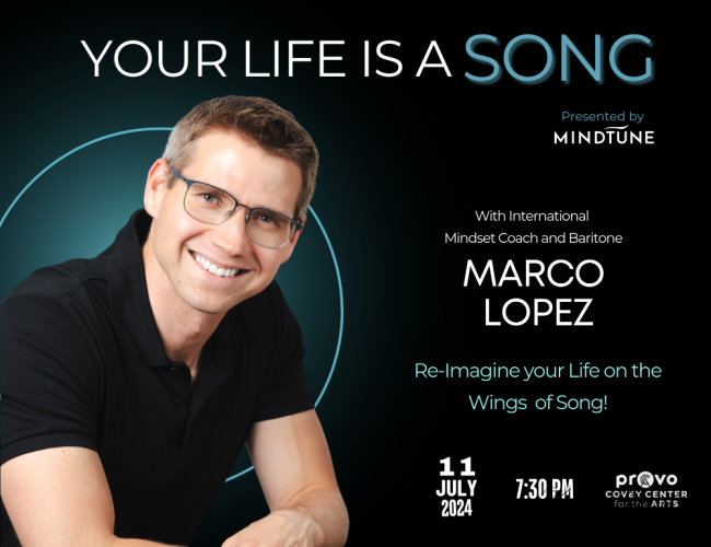 Marco Lopez performing 'Your Life is a Song' live on stage