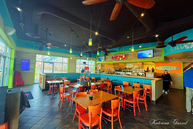 Rumbi Island Grill Beach Food Restaurant Utah Image showcasing the island beach vibe of Rumbi Island Grill restaurant in Utah County...